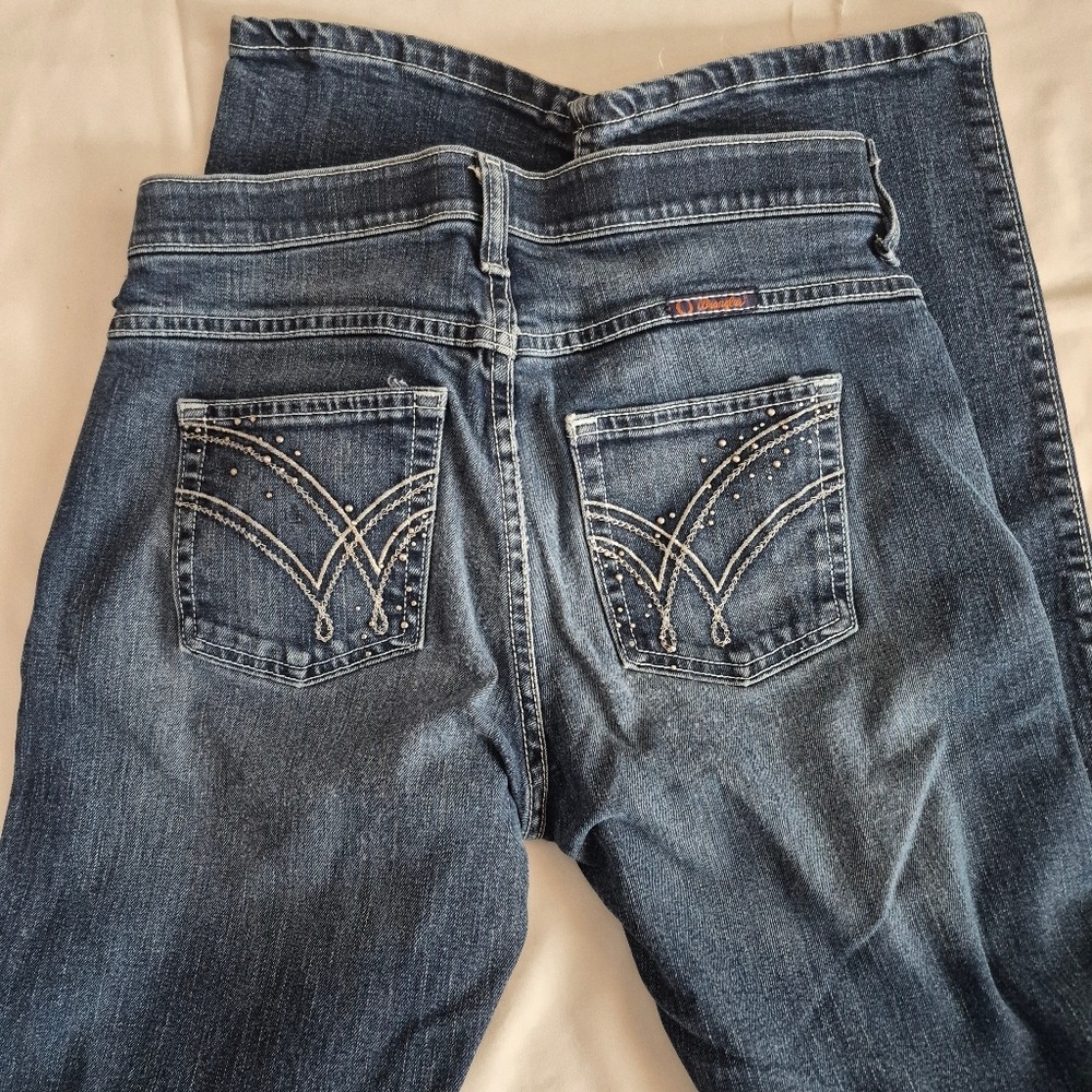 Wrangler Women Dark Wash Embellished Back Pocket Jeans WRQ20AU Size 7/8 x 32